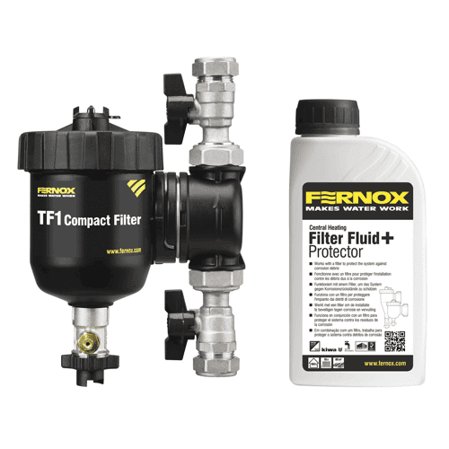 Fernox TF1 Compact Filter + Fernox F1 Protector 500ml bottle